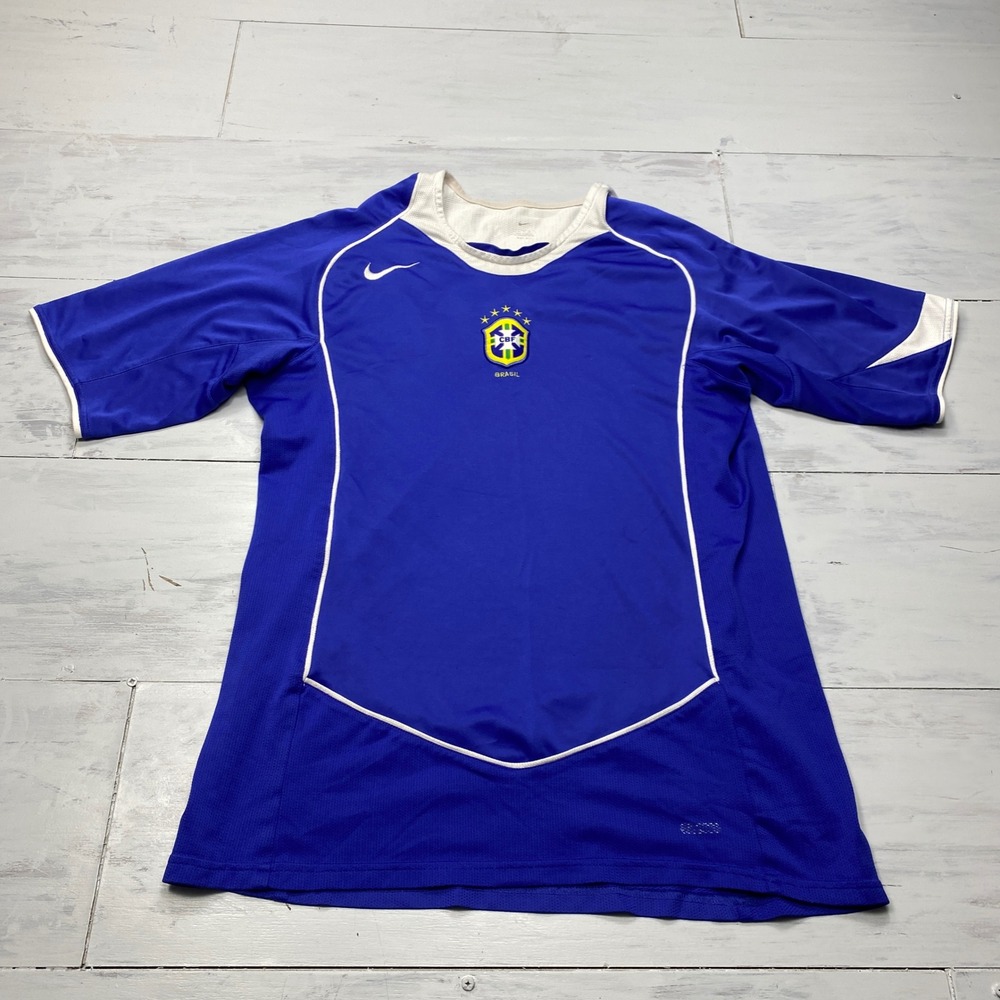 Nike Brazil CBF Soccer Jersey Mens XL Blue Short Sleeve Football Shirt 2004-06